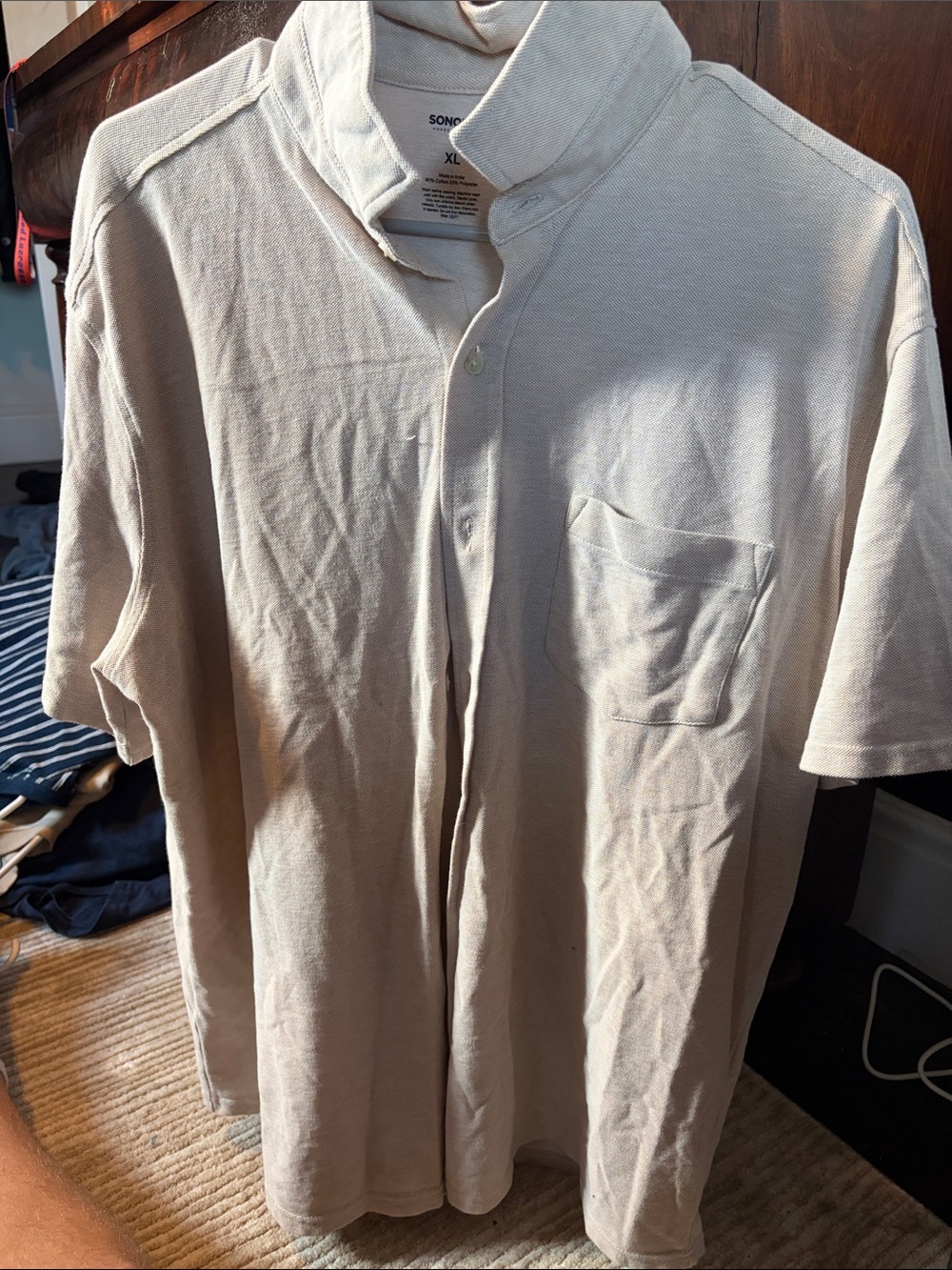 Sonoma Cream Short-Sleeve Polo with Chest Pocket